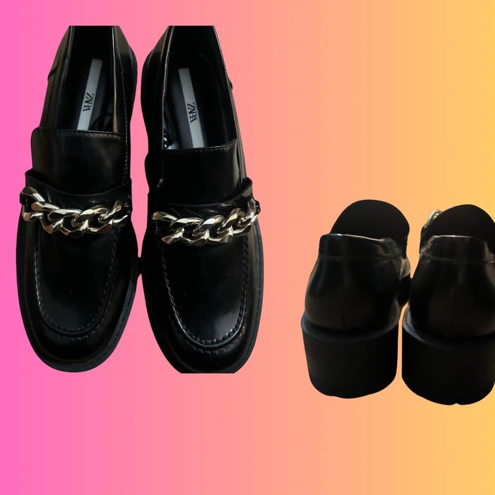 Zara Women's Black Loafers - Picture 2 of 4